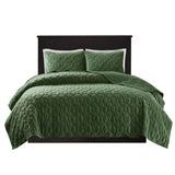 3 Piece Velvet Quilt Set Green Full/Queen B03597556