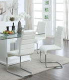 ZNTS Contemporary White Padded Leatherette 2pc Side Chairs Set of 2 Chairs Kitchen Dining Room Metal B01158418