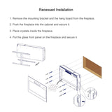 42 inch recessed ultra thin tempered glass front wall mounted electric fireplace with remote and W1769133638