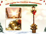 Set of 2 Festive Snowy Lamp Post with Antique Flowerpot Base, Easy Assembly Waterproof Christmas 13133334