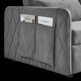 55" Modern Convertible Sofa Bed with 2 Detachable Arm Pockets, Velvet Loveseat Sofa with Pull Out W119363990