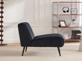 24.4" Wide Modern Upholstered Armless Chair with Black Metal Legs, Velvet Accent Chair for Living W3098P308779