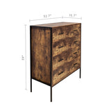 Industrial Style 4 Drawer Dresser,Rustic Brown Wood Storage Dresser Clothes Organizer with Sturdy W141260282