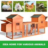 ZNTS Outdoor Wooden Chicken Coop, 124" Large Hen Cage Rabbit House, Bunny Hutch with Ventilation Door, 24350594