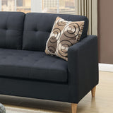 ZNTS Black Polyfiber Sectional Sofa Living Room Furniture Reversible Chaise Couch Pillows Tufted Back B01149143