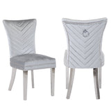 ZNTS Eva 2 Piece Stainless Steel Legs Chair Finish with Velvet Fabric in Silver 733569295678