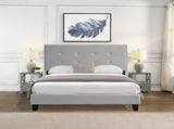 Full Size Upholstered Platform Bed Frame with pull point Tufted Headboard, Strong Wood Slat Support, W31136118
