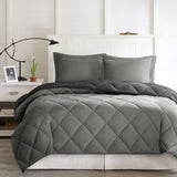 King 3M Scotchgard Diamond Quilting Reversible Down Alternative Comforter Set B03595026