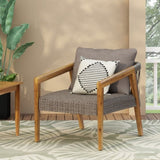 ZNTS Outdoor Acacia Wood Club Chairs with Cushions Teak/Gray 72919.00GRY