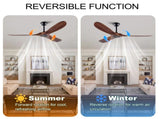 60 Inch Ceiling Fan, 3Blade Walnut WoodGrain Solid Paulownia Blades, Matte Black Iron W3816P586016