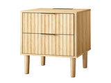 Set of 2 Nightstands with 2 Drawers and Slatted Finish Chest of Drawers Featuring a US-Standard 00400609