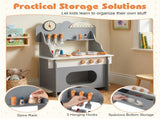 Gray Wooden Toddler Play Kitchen with Sink & Accessories, Safe Gift for Kids 3 10017256