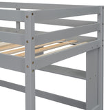 ZNTS Twin Size Loft Bed with desk and shelves, Safety Guardrail and ladder,Grey W504P181852