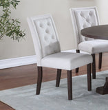 Modern Bone White Fabric 2pc Side Chairs Tufted Back Upholstered Back Rustic Espresso Wooden Legs B011P203552