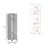Cluster 63" Tall Wardrove with Mirror, Three Shelves, Casters and Hanging Rod, Armoire, Bedroom B070P210734