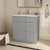 30 in. W x 21 in. D x 34.5 in. H in Shaker Grey Plywood Ready to Assemble Floor Vanity Sink Base T3210P282889