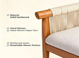 Accent Chair, Solid Hardwood Frame with Hand-Woven Paper Rope Arm, Mid-Century Modern Armchair with W5599P574869