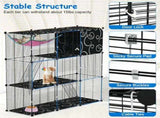 3Tier Wire Cat Playpen Cage, Modular Pet House with Hammock, Toy Ball, 3 Doors & 2 Ladders, for 59844447