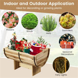 Outdoor Wooden Planter Solid Acacia Wood Half-Barrel Planter Box With Legs 90958351
