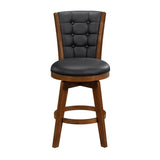 Swivel Counter Height Chairs Set of 2, Button-Tufted Upholstered Seat and Back Chestnut Finish Solid B011P220995