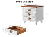 Vintage farmhouse style side table with floral knobs 19-inch country-style bedside table with 3 34813325