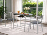1 Table 2 Chairs Table Set, Oval Tabletop, MDF & Metal Frame, KD Assemble 59100001