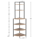 ZNTS 6-Tier Corner Open Shelf Modern Bookcase Wood Rack Freestanding Shelving Unit,Plant Album Trinket W2167P147868