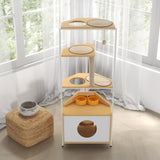 ZNTS Corner Cat Tower, Cat Tree with Scratching Post, Cat Condo with Feeding Station and Climbing 50538804