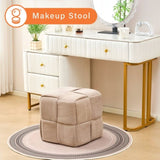 Square Ottoman Foot Stool Corduroy Vanity Chair Bench with Padded Woven Footrest for Entryway Living 86021498