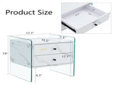 Double-drawer bedside table. The board surface is MDF sticker, and both sides are transparent W1151P191734