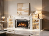 Fireplace TV Stand White Painted Top Washed White Melamine Cabinet, 178.3*40*92cm, 03325897