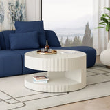 ZNTS 31.5'' Round Coffee Table,Modern Center Table with Storage,Vertical Stripe Design Coffee Table for W757P206006