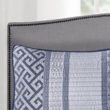4 Piece Jacquard Quilt Set with Throw Pillow Navy King/Cal King B03597588