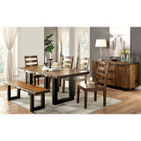 ZNTS Tobacco Oak Finish Solid wood Industrial Style Kitchen 1pc Bench Dining Room Furniture U-shaped Legs B011P148641