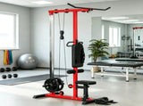 Red Lat Pull down Machine with Adjustable Seat And Flip-Up Footplate High/Low Pulley Home Gym 32278291