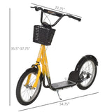 Youth Scooter with Adjustable Handlebars and plastic basket 16" Inflatable Rubber Tires -Orange 53076572