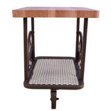 Oak and Antique Grey End Table with Shelf B062P209082