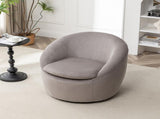 Winnie Modern Teddy Fabric Barrel Chair, 360&deg Swivel, Gray T2574P281444