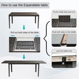 Patio Dining Expandable Table, Metal Aluminum Outdoor Table for 6-8 Person Rectangular Table for W1859111371