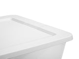 58 Quart Storage Box, Clear Plastic Storage Bin with Snap-on Lid, White, 8 Pack 24630416