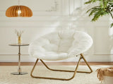Faux Fur Folding Saucer Chair, Foldable Accent Chair for Adults, Soft Plush Seat, Lightweight & 12121906