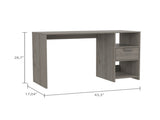 Computer Desk with 1-Drawer and 2-Open Storage Shelves, Light Gray B097133108