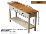 Farmhouse Style Console Table 2 Drawer and Bottom Storage Shelf for Entryway, Rustic Side Table W2557P191364
