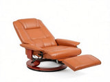 Light Brown Faux Leather Swivel Recliner Chair with Footrest And Armrest Wood Base Comfortable 53260000