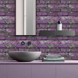 48 Pcs Peel And Stick Brick Tiles Wall Decor PVC Purple Brick Wallpaper Wall Tile Backsplash 15306856