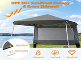 9ft x 9ft Pop Up Canopy Tent with Sidewall, UPF 50 Silver Coated Waterproof Oxford Instant Shelter, 60113406