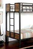 Black Finish Twin Over Twin Industrial Style Bunk Bed Metal Structure With Wooden Panel Attached B2741P353068