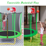 ZNTS 5.5FT Trampoline for Kids - 65" Outdoor & Indoor Mini Toddler Trampoline with Enclosure, Basketball 16901318