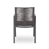 Outdoor Modern Aluminum Dining Chair with Rope Seat , Gray and Dark Gray 64679.00GRY