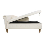 ZNTS Beige Chaise Lounge Indoor,Velvet Lounge Chair for Bedroom with Storage & Pillow,Modern Upholstered W1170100896